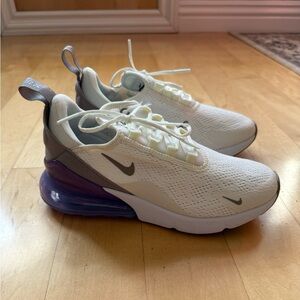 Nike White and Purple Air Max 270 Sneakers